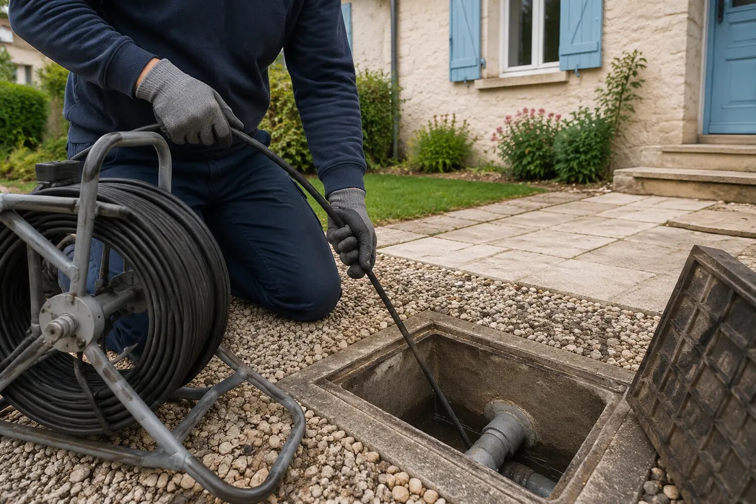 Passage d'un furet dans une évacuation extérieure accessible
